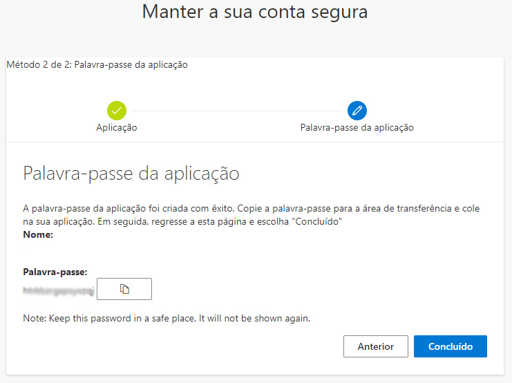 Definição de palavra-passe