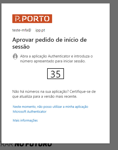 Acesso ao Microsoft 365 com a autenticação através da app