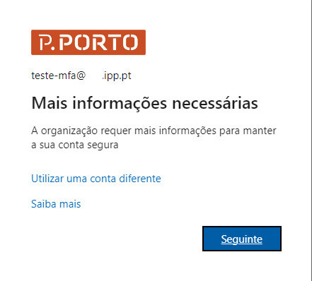 Informação de solicitação do MFA